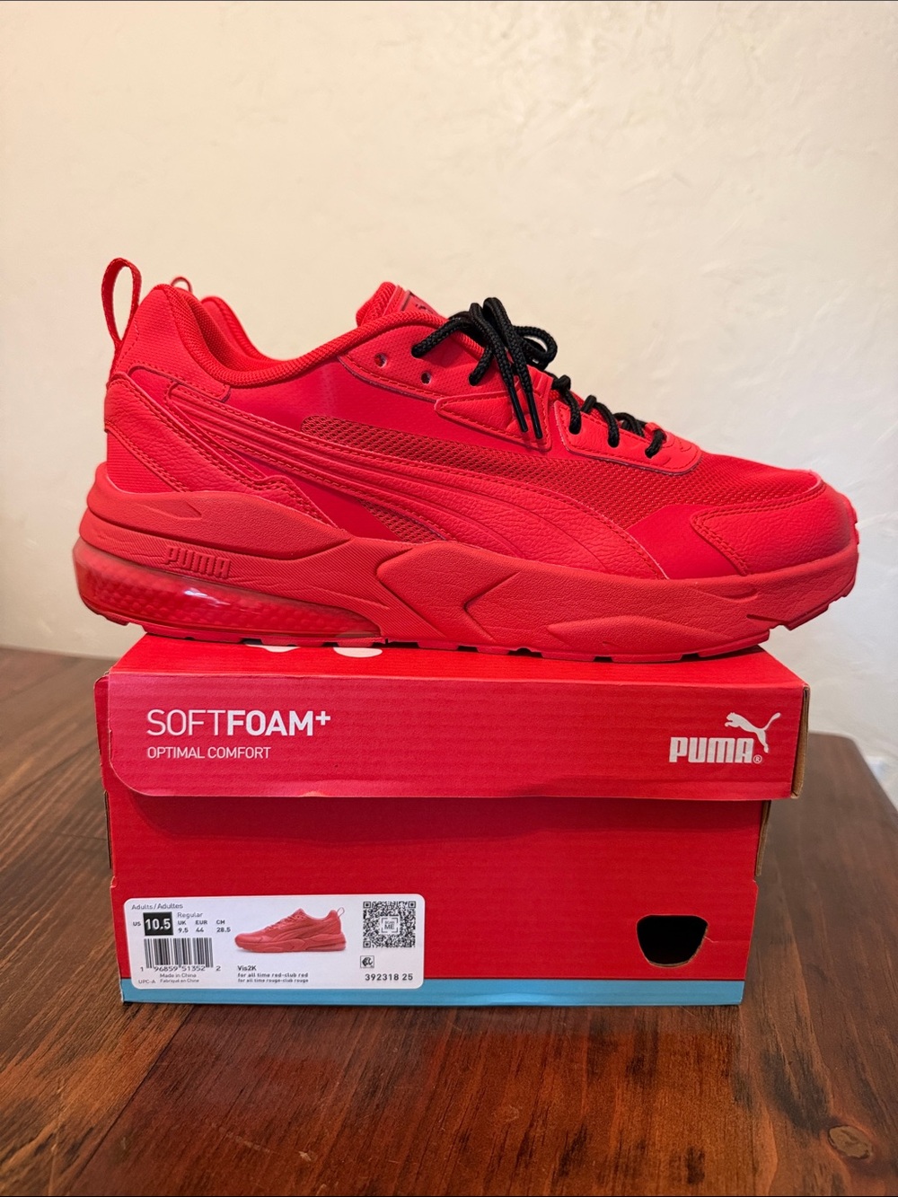 Puma Vis2K Red Black Shoes 10.5 NWB